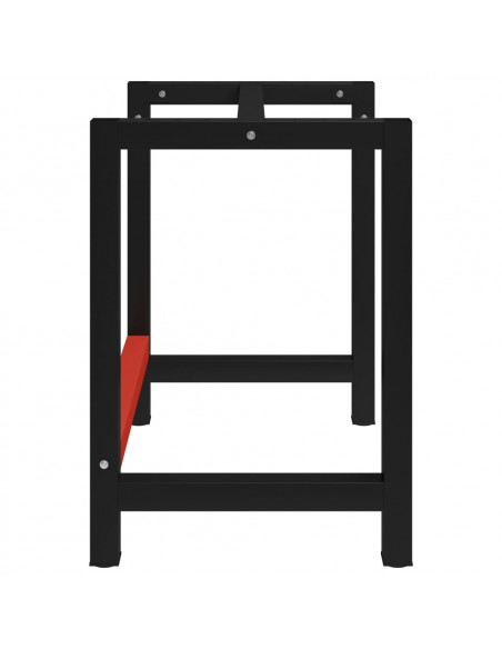 Telaio per Banco da Lavoro in Metallo 80x57x79 cm Nero e Rosso