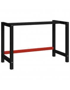 Telaio per Banco da Lavoro in Metallo 120x57x79 cm Nero e Rosso 2