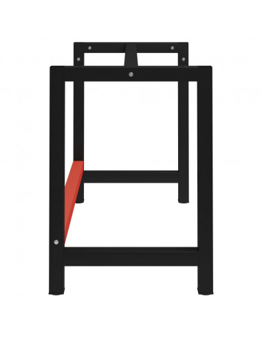 Telaio per Banco da Lavoro in Metallo 120x57x79 cm Nero e Rosso