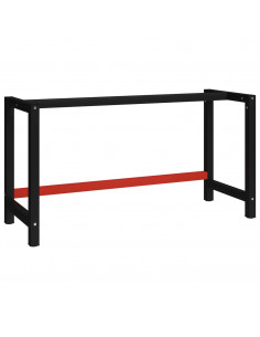 Telaio per Banco da Lavoro in Metallo 150x57x79 cm Nero e Rosso 2