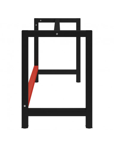 Telaio per Banco da Lavoro in Metallo 150x57x79 cm Nero e Rosso
