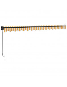 Tenda Sole Retrattile Gialla e Bianca 4x3 m Tessuto e Alluminio