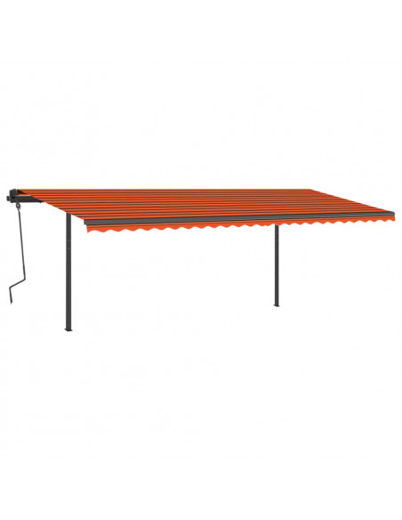 Tenda Sole Retrattile Manuale con Pali 6x3 m Arancione Marrone
