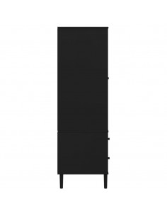 Armadio SENJA Aspetto Rattan Nero 90x55x175 cm Massello Pino 2