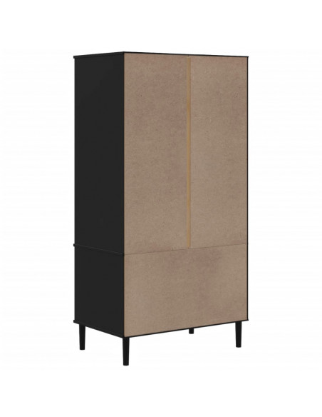 Armadio SENJA Aspetto Rattan Nero 90x55x175 cm Massello Pino