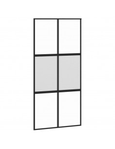 Porta Scorrevole Nera 102,5x205 cm Vetro Temperato e Alluminio 2