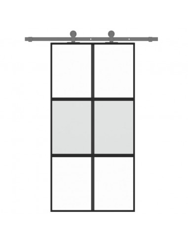 Porta Scorrevole Nera 102,5x205 cm Vetro Temperato e Alluminio