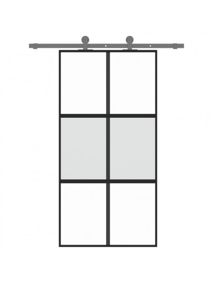 Porta Scorrevole Nera 102,5x205 cm Vetro Temperato e Alluminio