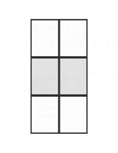 Porta Scorrevole Nera 102,5x205 cm Vetro Temperato e Alluminio