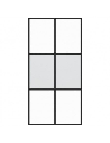 Porta Scorrevole Nera 102,5x205 cm Vetro Temperato e Alluminio