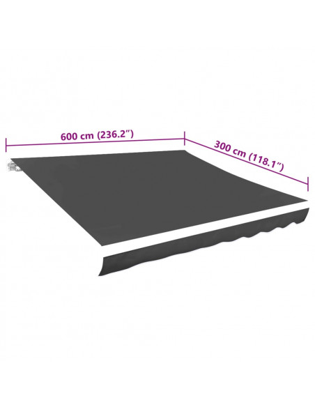 Tendone Parasole in Tela Antracite 600x300 cm