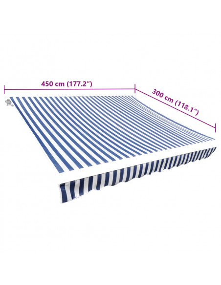 Tendone Parasole in Tela Blu e Bianco 450x300 cm