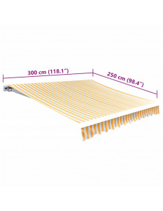 Tendone Parasole in Tela Giallo Girasole e Bianco 3x2,5 m