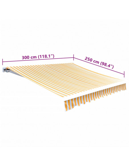 Tendone Parasole in Tela Giallo Girasole e Bianco 3x2,5 m