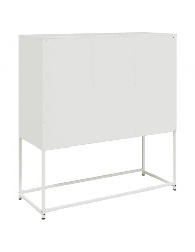 Credenza Bianca 100,5x39x107 cm in Acciaio Laminato a Freddo