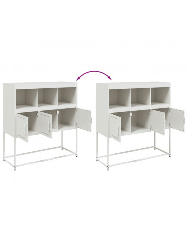 Credenza Bianca 100,5x39x107 cm in Acciaio Laminato a Freddo