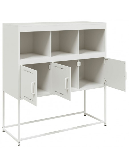 Credenza Bianca 100,5x39x107 cm in Acciaio Laminato a Freddo