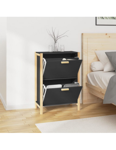 Scarpiera Nera 57,5x33x80 cm in Legno Multistrato