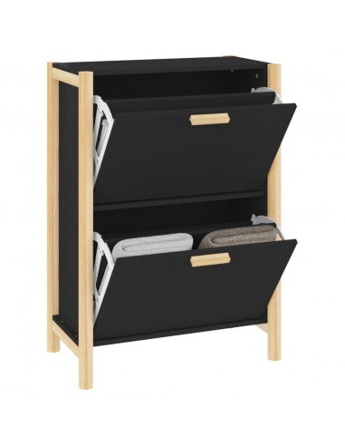 Scarpiera Nera 57,5x33x80 cm in Legno Multistrato