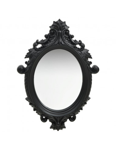 Specchio da Parete Stile Castello 56x76 cm Nero