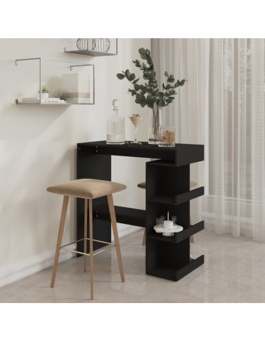 Tavolo da Bar con Ripiani Nero 100x50x101,5 cm in Truciolato