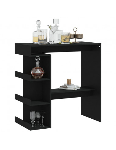 Tavolo da Bar con Ripiani Nero 100x50x101,5 cm in Truciolato