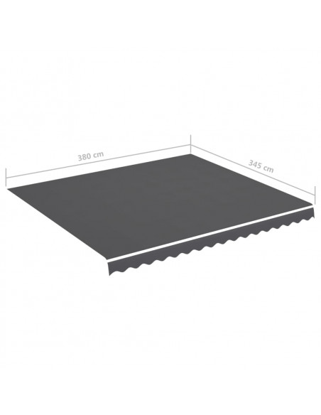Tessuto di Ricambio per Tenda da Sole Antracite 4x3,5 m