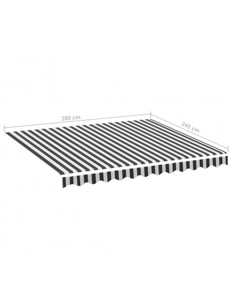 Tessuto di Ricambio per Tenda da Sole Antracite e Bianco 3x2,5m