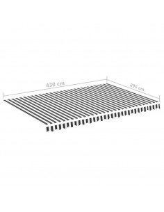 Tessuto di Ricambio per Tenda da Sole Antracite e Bianco 4,5x3m