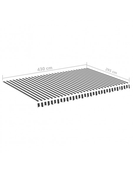 Tessuto di Ricambio per Tenda da Sole Antracite e Bianco 4,5x3m