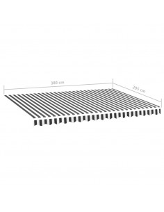 Tessuto di Ricambio per Tenda da Sole Antracite e Bianco 4x3 m