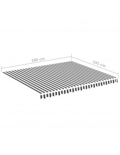 Tessuto di Ricambio per Tenda da Sole Antracite e Bianco 4x3,5m
