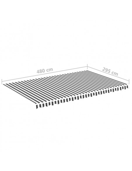 Tessuto di Ricambio per Tenda da Sole Antracite e Bianco 5x3 m