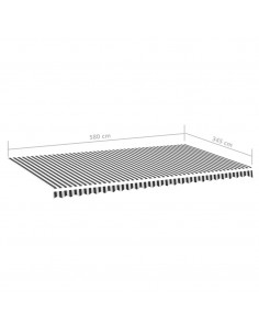 Tessuto di Ricambio per Tenda da Sole Antracite e Bianco 6x3,5m