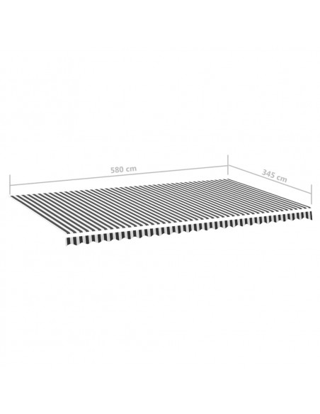 Tessuto di Ricambio per Tenda da Sole Antracite e Bianco 6x3,5m