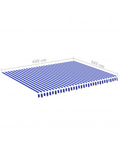 Tessuto di Ricambio per Tenda da Sole Blu e Bianco 4,5x3,5 m