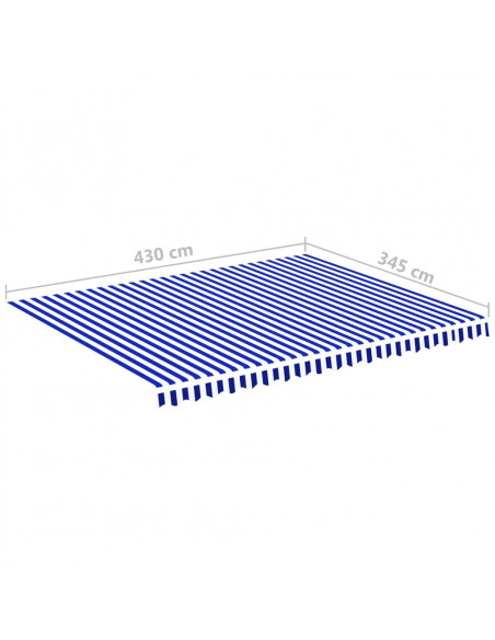 Tessuto di Ricambio per Tenda da Sole Blu e Bianco 4,5x3,5 m