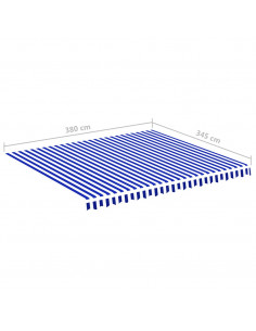 Tessuto di Ricambio per Tenda da Sole Blu e Bianco 4x3,5 m