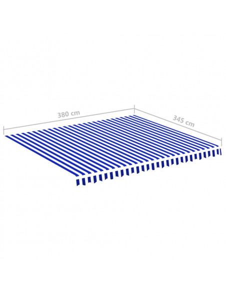 Tessuto di Ricambio per Tenda da Sole Blu e Bianco 4x3,5 m