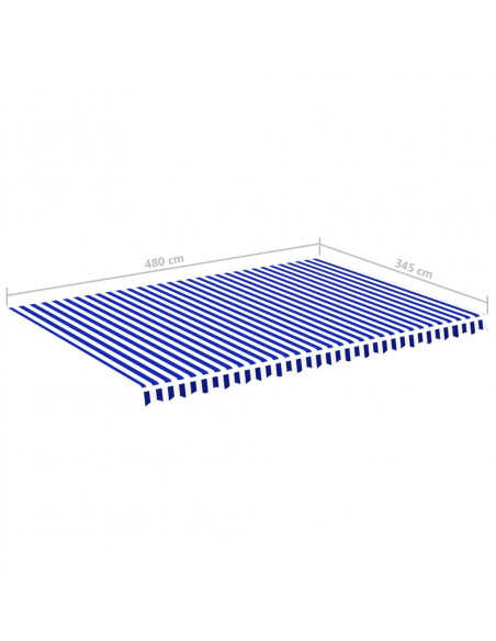 Tessuto di Ricambio per Tenda da Sole Blu e Bianco 5x3,5 m