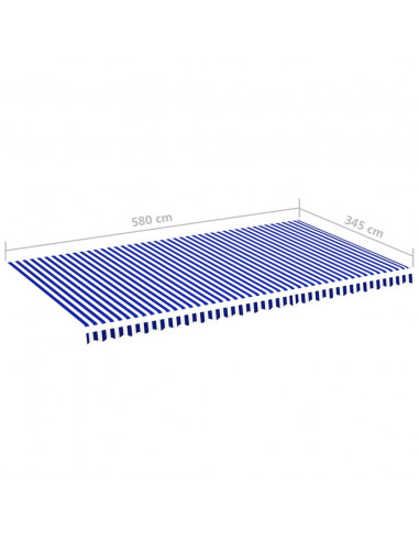 Tessuto di Ricambio per Tenda da Sole Blu e Bianco 6x3,5 m