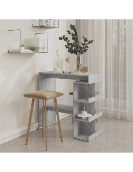 Tavolo Bar con Ripiani Grigio Cemento 100x50x101,5cm Truciolato