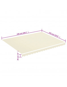 Tessuto di Ricambio per Tenda da Sole Crema 4,5x3,5 m