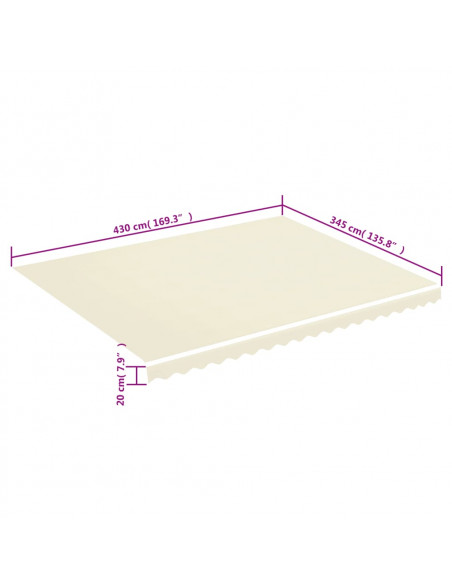 Tessuto di Ricambio per Tenda da Sole Crema 4,5x3,5 m