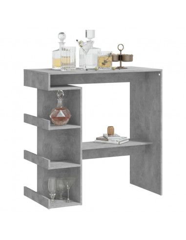 Tavolo Bar con Ripiani Grigio Cemento 100x50x101,5cm Truciolato