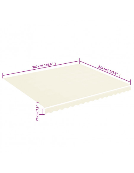 Tessuto di Ricambio per Tenda da Sole Crema 4x3,5 m