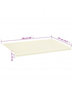 Tessuto di Ricambio per Tenda da Sole Crema 5x3,5 m