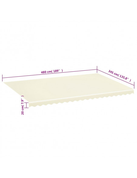 Tessuto di Ricambio per Tenda da Sole Crema 5x3,5 m