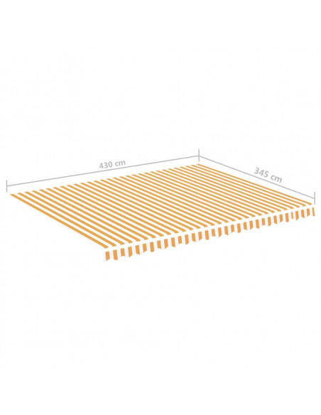 Tessuto di Ricambio per Tenda da Sole Giallo e Bianco 4,5x3,5 m