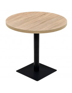Tavolo Bistrot in MDF e Acciaio Rotondo 80x75 cm Colore Rovere 2